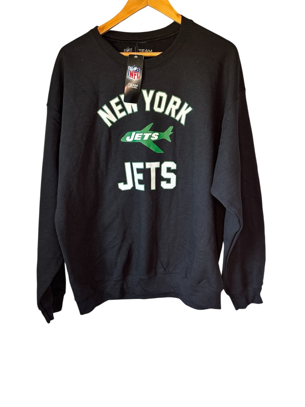 NWT Unisex XL New York Jets Crewneck Sweatshirt NFL Team Apparel Football Black